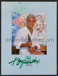5t310 TONY CURTIS signed promo brochure '80s great smiling close up by one of his own paintings!
