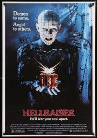 5t201 HELLRAISER signed 27x39 REPRO '87 by director Clive Barker, great image of Pinhead!