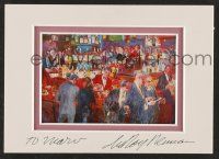 5t292 LEROY NEIMAN signed 5x7 matted art print '80s great color image of men drinking at bar!