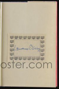 5t213 LAURENCE OLIVIER/JOHN GIELGUD signed bookplates in hardcover book '75 Olivier's biography!