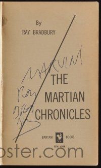 5t233 RAY BRADBURY signed paperback book '54 his science fiction novel The Martian Chronicles!