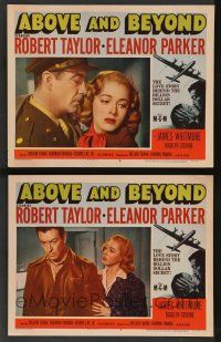 5w918 ABOVE & BEYOND 2 LCs '52 great images of pilot Robert Taylor & sexiest Eleanor Parker!