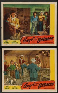 5w920 ANGEL & THE BADMAN 2 LCs '47 great images of cowboy John Wayne & sexy Gail Russell!