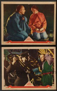 5w949 GOOD EARTH 2 LCs '37 wonderful images of Asian Paul Muni with wife Luise Rainer & soldier!
