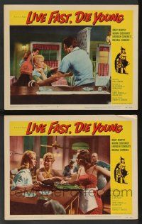 5w963 LIVE FAST DIE YOUNG 2 LCs '58 classic border art of bad girl Mary Murphy on street corner!