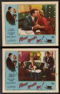 5w973 PLEASE MURDER ME 2 LCs '56 Angela Lansbury and Raymond Burr together!