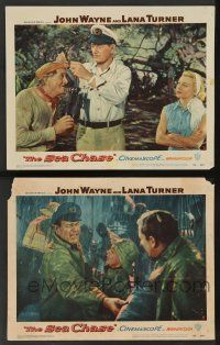 5w977 SEA CHASE 2 LCs '55 cool images of John Wayne and sexy Lana Turner in World War II!