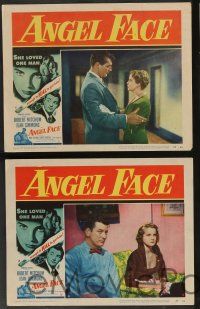 5w651 ANGEL FACE 5 LCs '53 Robert Mitchum, pretty Jean Simmons, Otto Preminger, Howard Hughes!