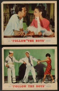 5w176 FOLLOW THE BOYS 8 LCs '63 close up of Russ Tamblyn & Paula Prentiss falling in love!