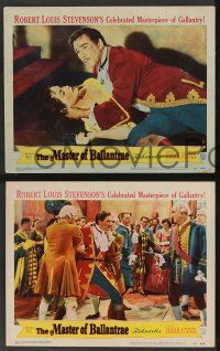 5w884 MASTER OF BALLANTRAE 3 LCs '53 Errol Flynn, Robert Louis Stevenson story, pirate adventure!