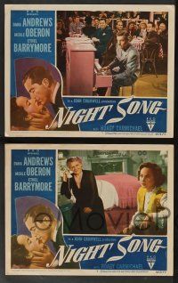 5w808 NIGHT SONG 4 LCs '48 Dana Andrews & Merle Oberon, Ethel Barrymore, Hoagy Carmichael!