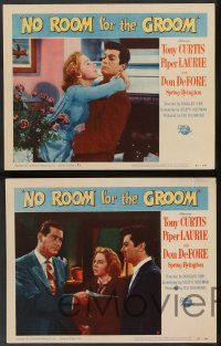 5w701 NO ROOM FOR THE GROOM 5 LCs '52 Piper Laurie tries to kiss Tony Curtis who isn't having it!