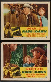 5w314 RAGE AT DAWN 8 LCs '55 outlaw hunter Randolph Scott in action, pretty Mala Powers!