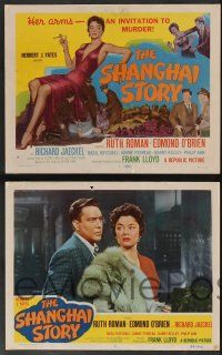 5w327 SHANGHAI STORY 8 LCs '54 sexy smoking Ruth Roman's arms invite Edmond O'Brien to murder!