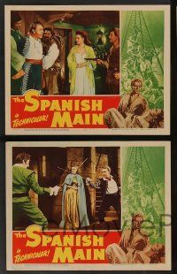 5w732 SPANISH MAIN 5 LCs '45 Maureen O'Hara, Paul Henreid, Barnes, first Technicolor RKO!