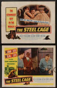 5w358 STEEL CAGE 8 LCs '54 Lawrence Tierney, chef Walter Slezak in San Quentin prison!