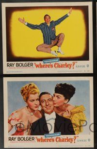 5w417 WHERE'S CHARLEY 8 LCs '52 wacky images of cross-dressing Ray Bolger in the title role!