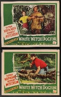 5w852 WHITE WITCH DOCTOR 4 LCs '53 Susan Hayward & Robert Mitchum in African jungle!