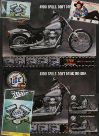 5x343 LOT OF 7 UNFOLDED SPECIAL POSTERS '90s Miller Lite beer & Harley Davidson motorcycles!