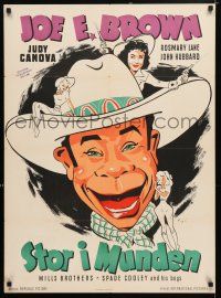 5y485 CHATTERBOX Danish '47 Stilling art of cowboy Joe E. Brown & cowgirl Judy Canova!