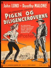 5y496 FIVE GUNS WEST Danish '57 first Roger Corman, different art of John Lund, Dorothy Malone!