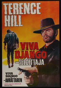 5y127 DJANGO PREPARE A COFFIN Finnish '70 cool close-up art of Terence Hill as Django!