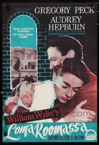 5y155 ROMAN HOLIDAY Finnish '54 different image of Audrey Hepburn & Gregory Peck in Italy!