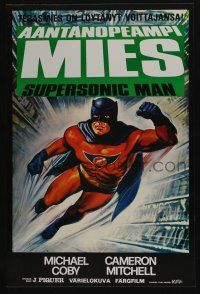 5y166 SUPERSONIC MAN Finnish '81 cool completely different flyin superhero art!