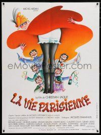 5y727 PARISIAN LIFE French 24x32 '77 Christian Jaque's La vie Parisienne, cool art of dancing girl!