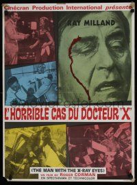5y735 X: THE MAN WITH THE X-RAY EYES French 22x30 '63 Ray Milland strips souls & bodies, sci-fi art!
