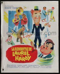 5y781 FURTHER PERILS OF LAUREL & HARDY French 18x22 '67 great Grinsson art of Stan & Ollie!
