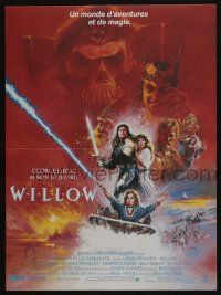 5y847 WILLOW French 15x21 '88 George Lucas, Ron Howard, great Brian Bysouth fantasy art!