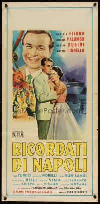 5y070 RICORDATI DI NAPOLI Italian locandina '58 romantic artwork by Carlantonio Longi!