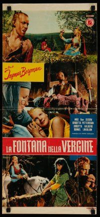 5y072 VIRGIN SPRING Italian locandina '60 Ingmar Bergman's Jungfrukallan, Max von Sydow, Valberg