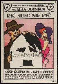 5y460 TO BE OR NOT TO BE Polish 26x38 '83 Terechowicz art of Mel Brooks & Anne Bancroft w/Hitler!