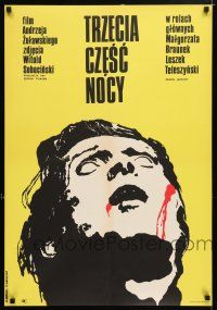 5y376 THIRD PART OF THE NIGHT Polish 23x33 '71 Trzecia czesc nocy, creepy Krauze & Mroszczak art!