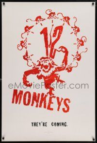 5z003 12 MONKEYS teaser 1sh '95 Terry Gilliam directed sci-fi, cool logo artwork!