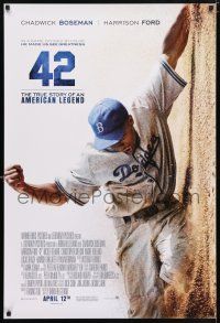 5z013 42 advance DS 1sh '13 baseball, image of Chadwick Boseman as Jackie Robinson sliding home!