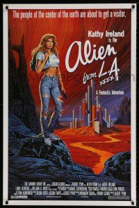 5z029 ALIEN FROM LA 1sh '88 cool artwork of sexy Kathy Ireland inside the Earth by Larry Salk!