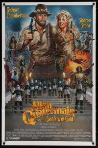 5z032 ALLAN QUATERMAIN & THE LOST CITY OF GOLD 1sh '86 J.D. art of Chamberlain, Sharon Stone!