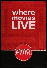 5z069 AMC THEATRES where movies live style DS 1sh '11 cool ad from the movie theater chain!