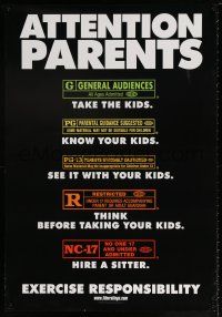 5z089 ATTENTION PARENTS 1sh '00 MPAA rating guide for adults, exercise responsibility!