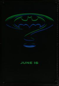5z107 BATMAN FOREVER teaser 1sh '95 Kilmer, Kidman, cool question mark & bat symbol design!