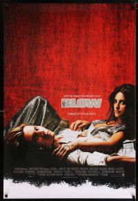 5z138 BLOW foil title int'l 1sh '01 Johnny Depp & Penelope Cruz in cocaine biography!
