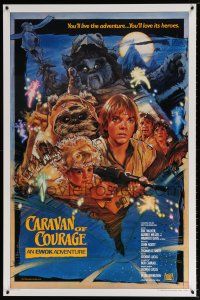 5z158 CARAVAN OF COURAGE style B int'l 1sh '84 An Ewok Adventure, Star Wars, art by Drew Struzan!