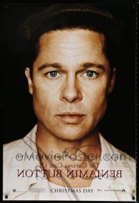 5z220 CURIOUS CASE OF BENJAMIN BUTTON teaser DS 1sh '08 cool portrait of handsome Brad Pitt!