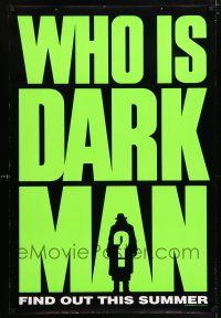 5z234 DARKMAN green teaser DS 1sh '90 Sam Raimi, masked hero Liam Neeson, cool title art!