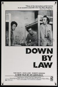 5z263 DOWN BY LAW prison style 1sh '86 Jarmusch, Roberto Benigni, Tom Waits, Lurie & Braschi!