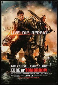5z274 EDGE OF TOMORROW June 6 teaser DS 1sh '14 Tom Cruise & Emily Blunt, live, die, repeat!