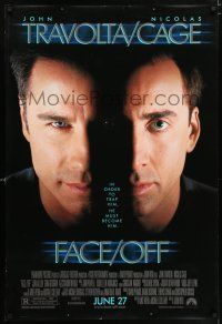 5z306 FACE/OFF advance DS 1sh '97 John Travolta and Nicholas Cage switch faces, John Woo sci-fi!